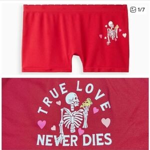 Torrid Red Panties with Skeleton and Heart Design